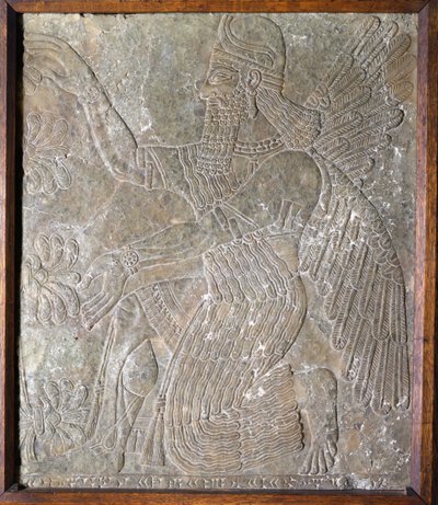 Steinplatte, die König Ashurbanipal I. (668-626 v. Chr.) darstellt von Assyrian